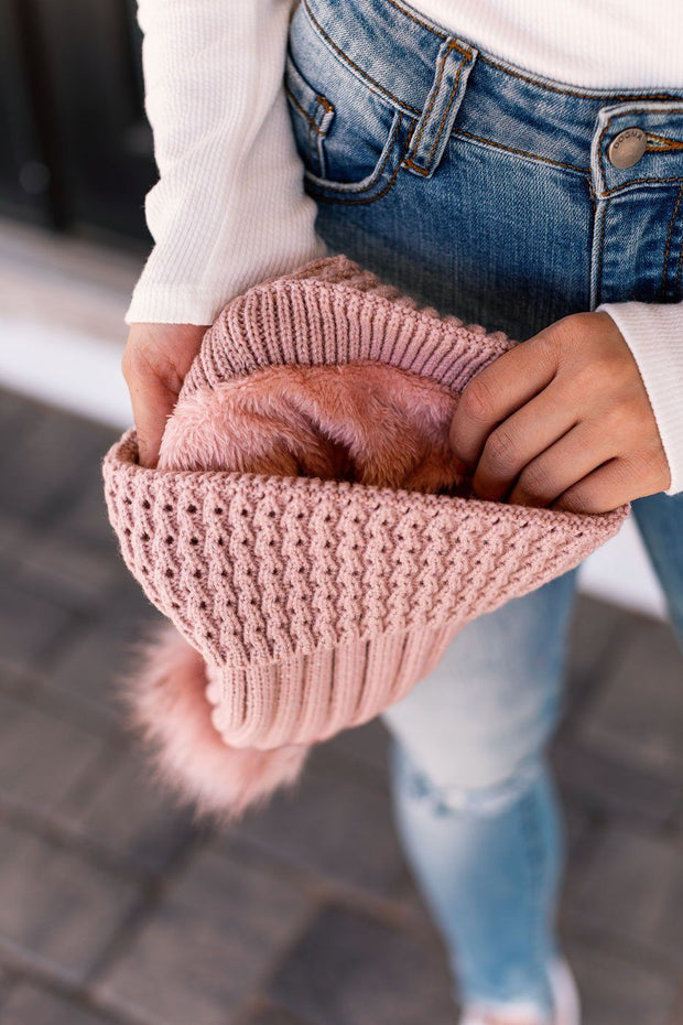It's The Little Things Mauve Knit Beanie