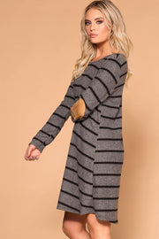 Charcoal Elbow Patch Swing Dress