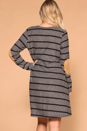 Charcoal Elbow Patch Swing Dress