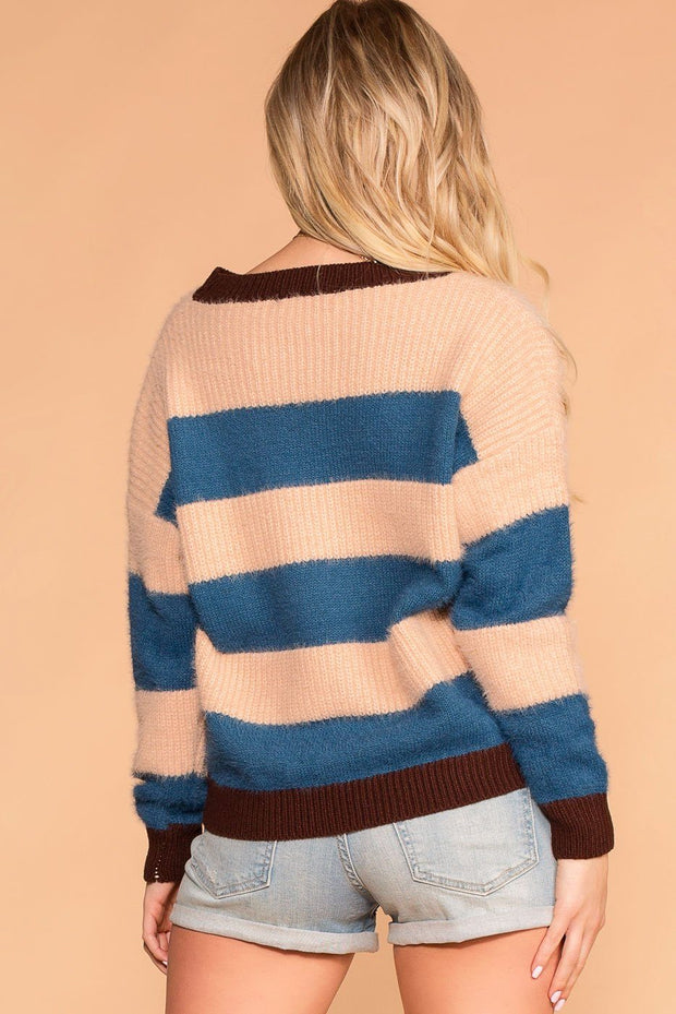 Shop Priceless | Fuzzy Sweater | Stripe | Colorblock | Womens
