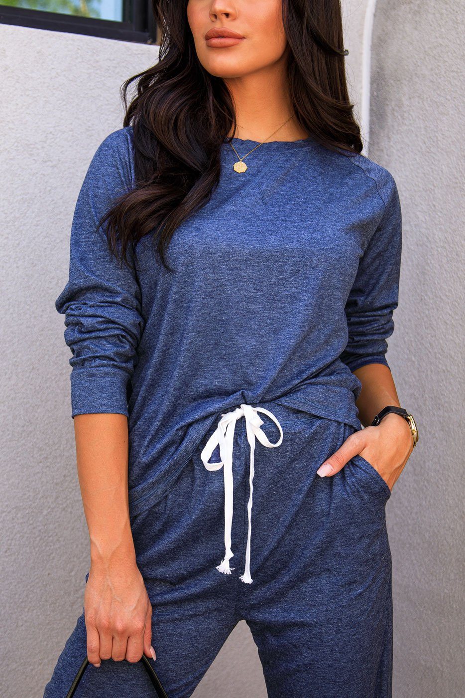 Blue Long Sleeve Top