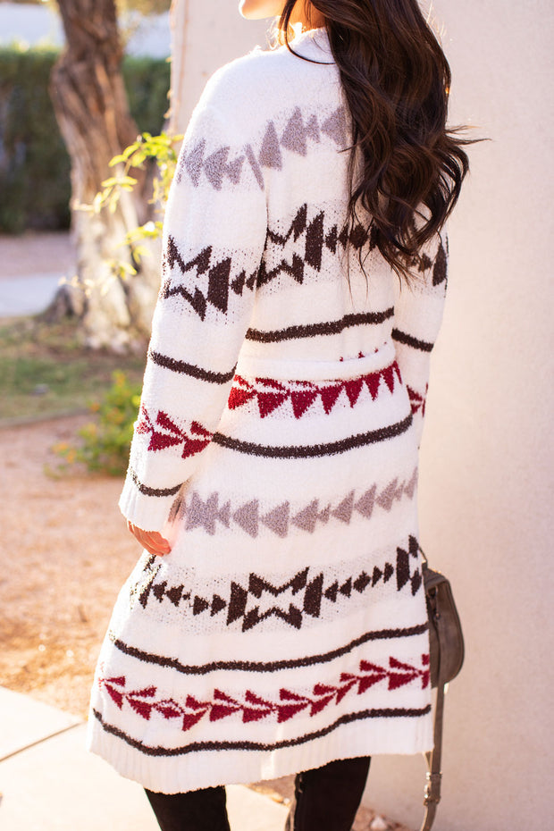  Patterned Sherpa Cardigan