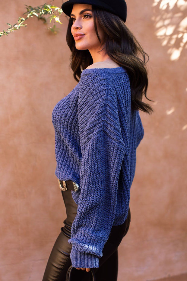 Kelsie Blue Knit Sweater