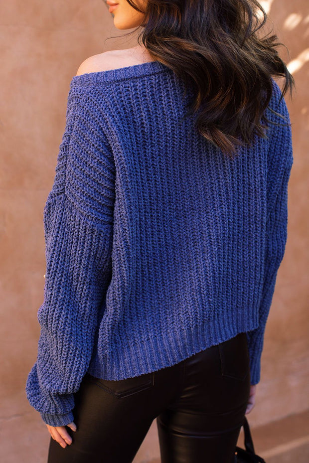 Kelsie Blue Knit Sweater