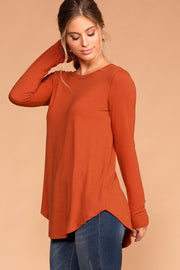 Priceless | Copper Round Neck Long Sleeve Knit Top | Womens