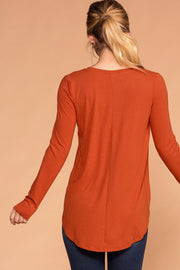 Priceless | Copper Round Neck Long Sleeve Knit Top | Womens