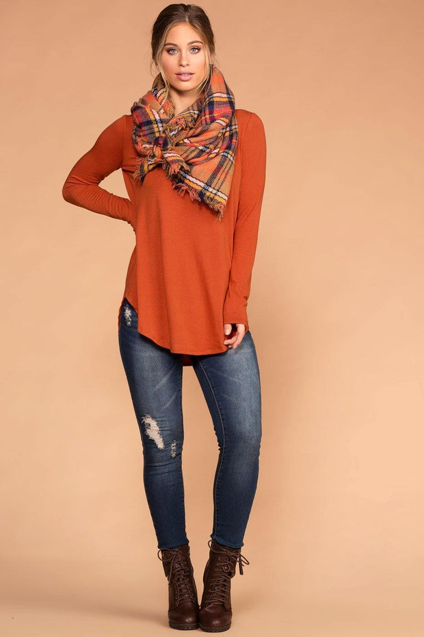 Priceless | Copper Round Neck Long Sleeve Knit Top | Womens