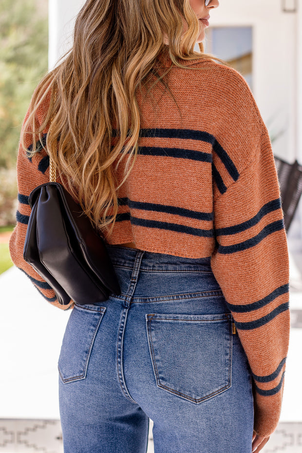 Rust Stripe Crop Sweater