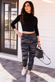 Black Ribbed Crop Turtleneck