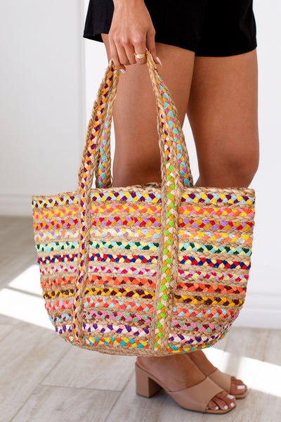 Multicolor Braided Tote