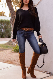Like Minded Black Balloon Sleeve Knit Sweater