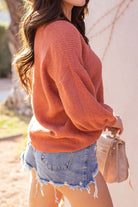 Terracotta Balloon Sleeve Knit Sweater