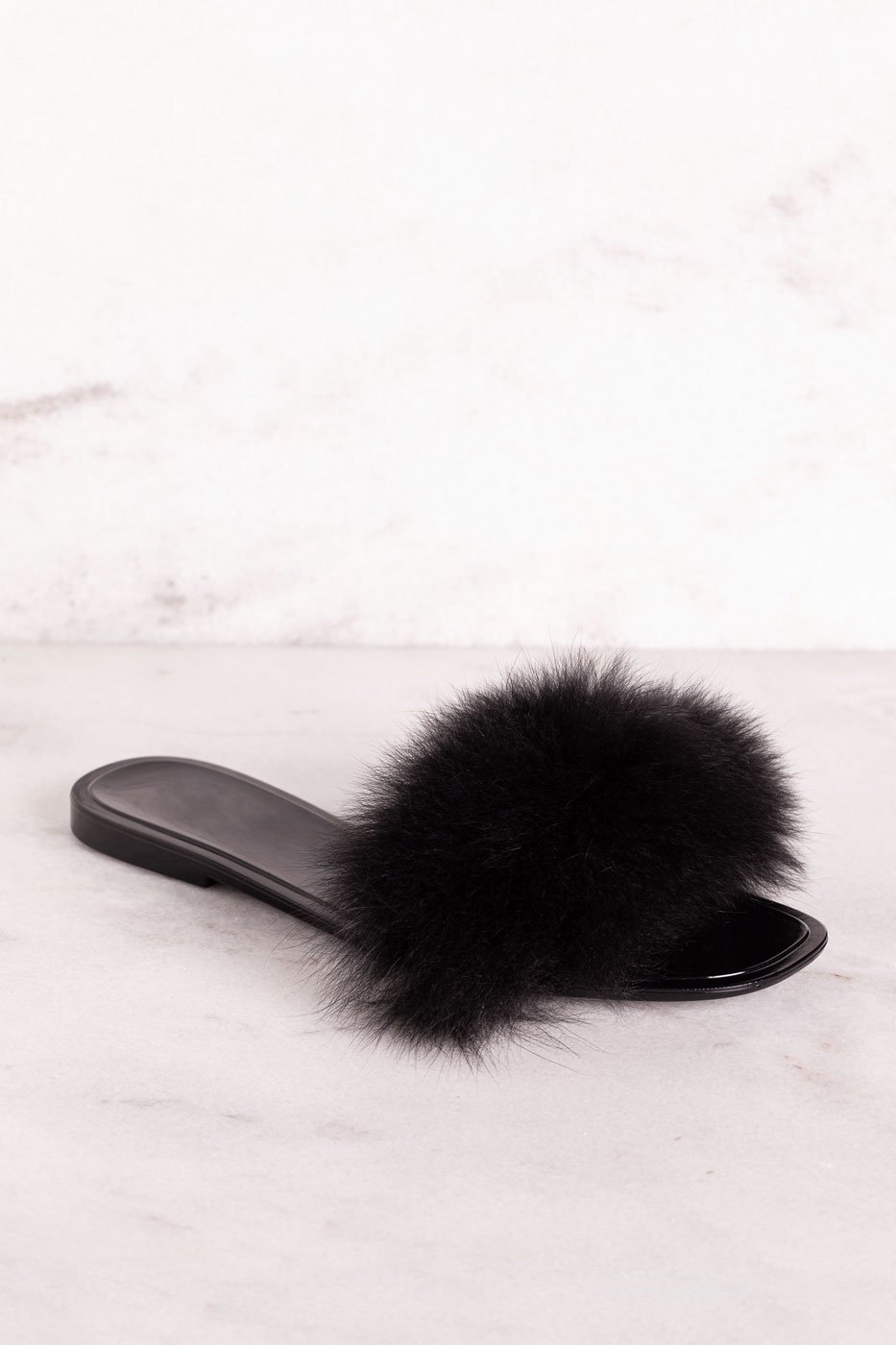 Black Fuzzy Slides