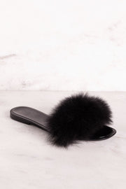 Black Fuzzy Slides