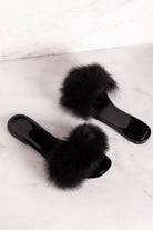 Black Fuzzy Slides