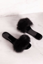 Black Fuzzy Slides