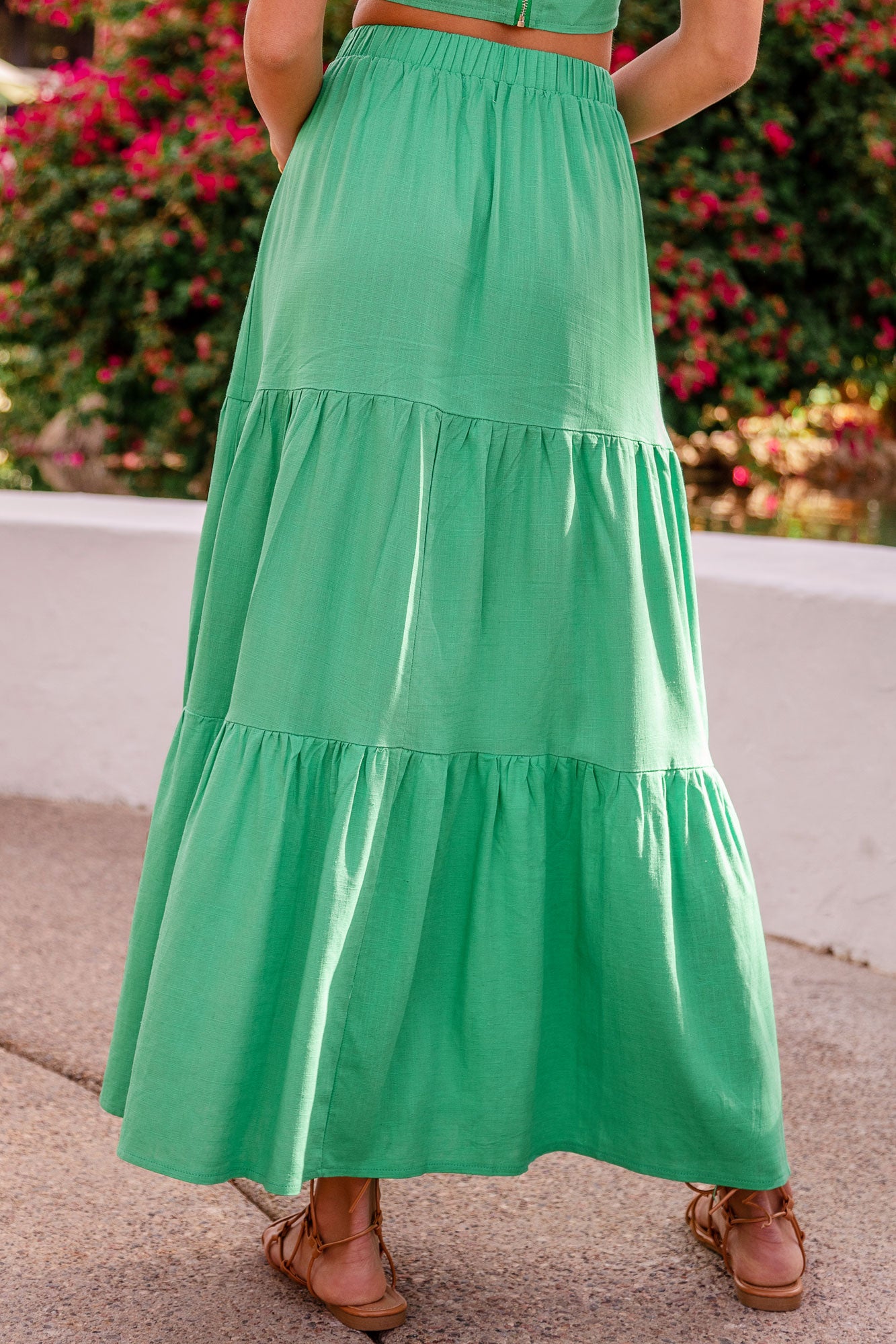 Green Crop Top and Maxi Skirt Set