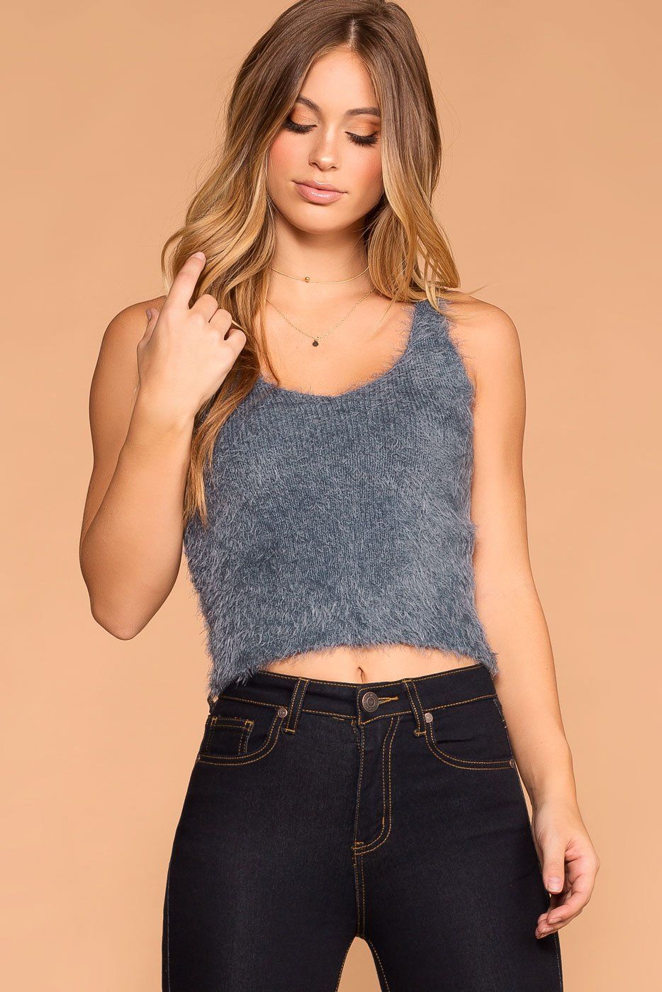 Luxe Slate Fuzzy Tank Top | Active Basic