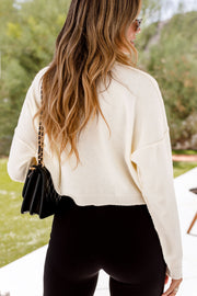 Cropped Mock Neck Cream Sweater