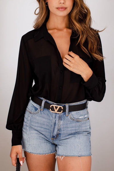 Black Button Down Top