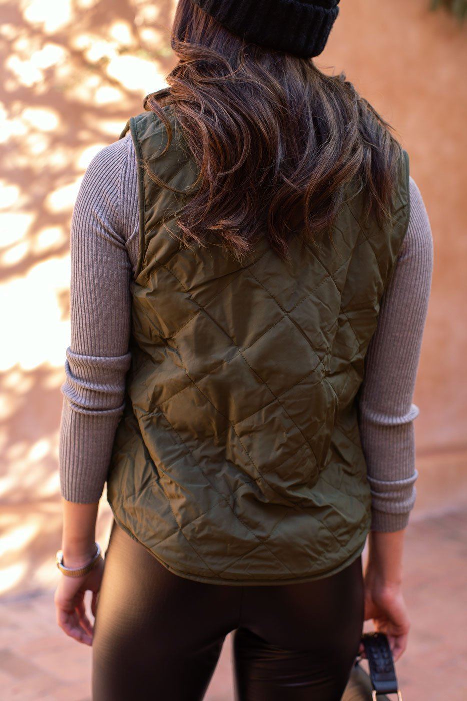 Olive Puffy Quilted Vest