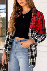 Red Oversized Plaid Top