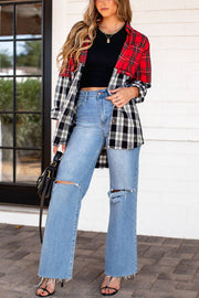 Red Oversized Plaid Top