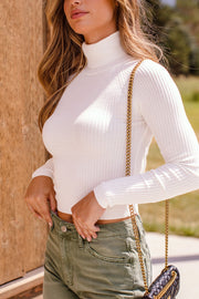 White Crop Turtleneck