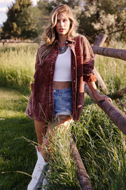 No Chill Rust Corduroy Shacket