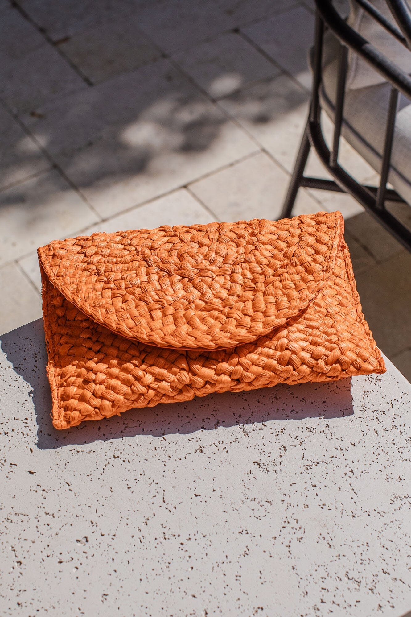 Orange Woven Envelope Purse