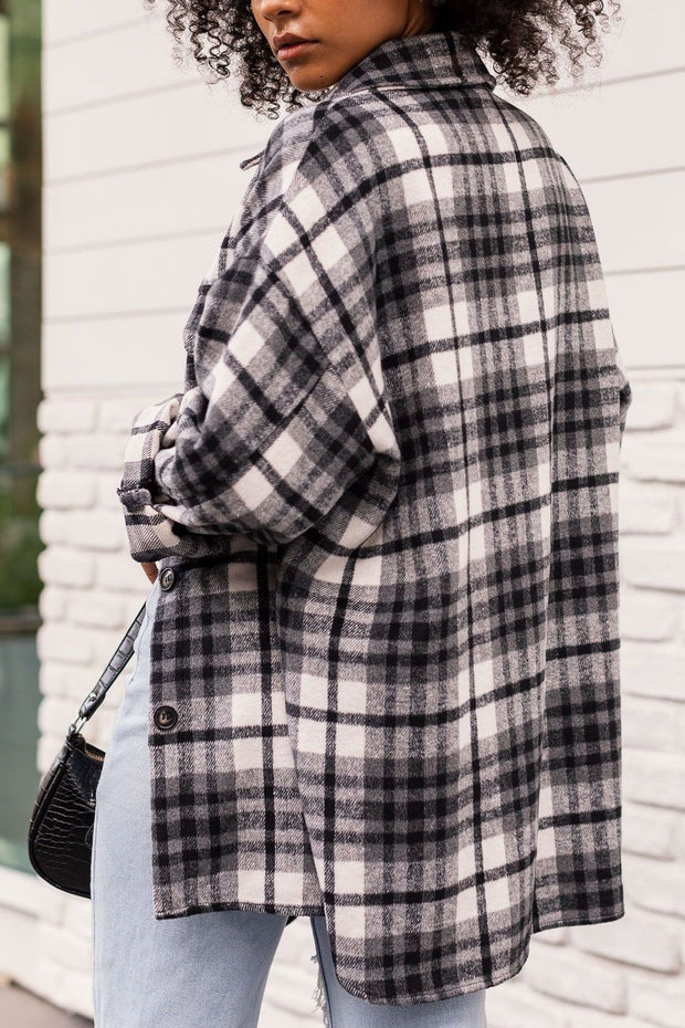 On Time Black and White Plaid Shacket
