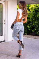 White Tie-Back Crop Top