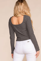 Priceless | Charcoal | Button Long Sleeve | Crop Top | Womens