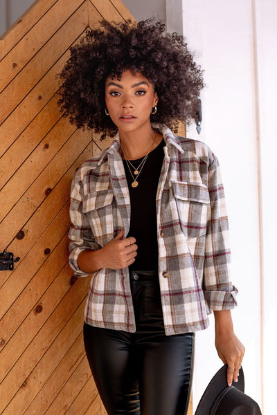 Ora Ivory Plaid Shacket