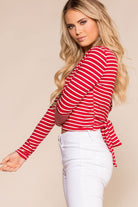 Priceless | Red Stripe | Open Back Top | Crop Top | Womens