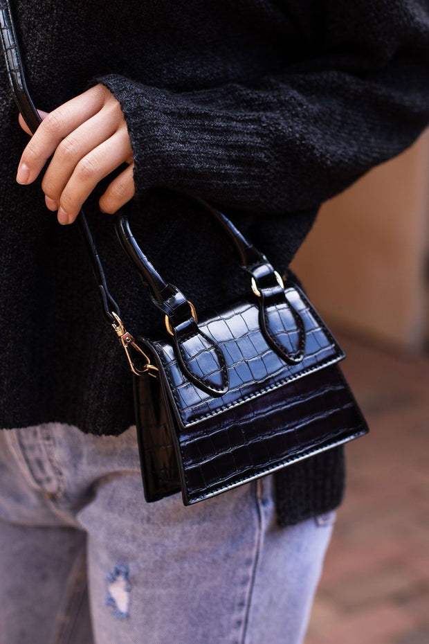 Black Mini Croc Purse
