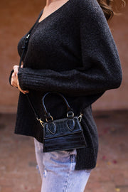 Black Mini Croc Purse