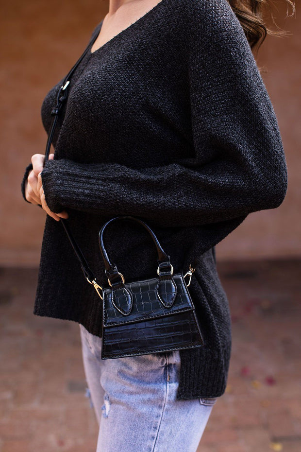 Black Mini Croc Purse