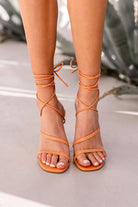 Orange Lace-Up Heels
