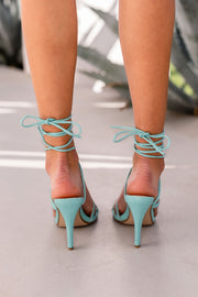 Teal Lace-Up Heels
