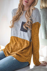 Pru Mustard Colorblock Pocket Top