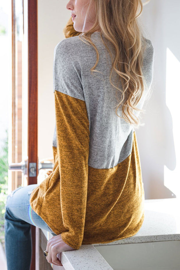 Pru Mustard Colorblock Pocket Top