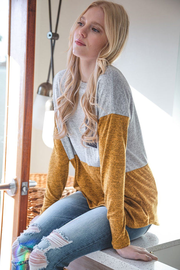 Pru Mustard Colorblock Pocket Top