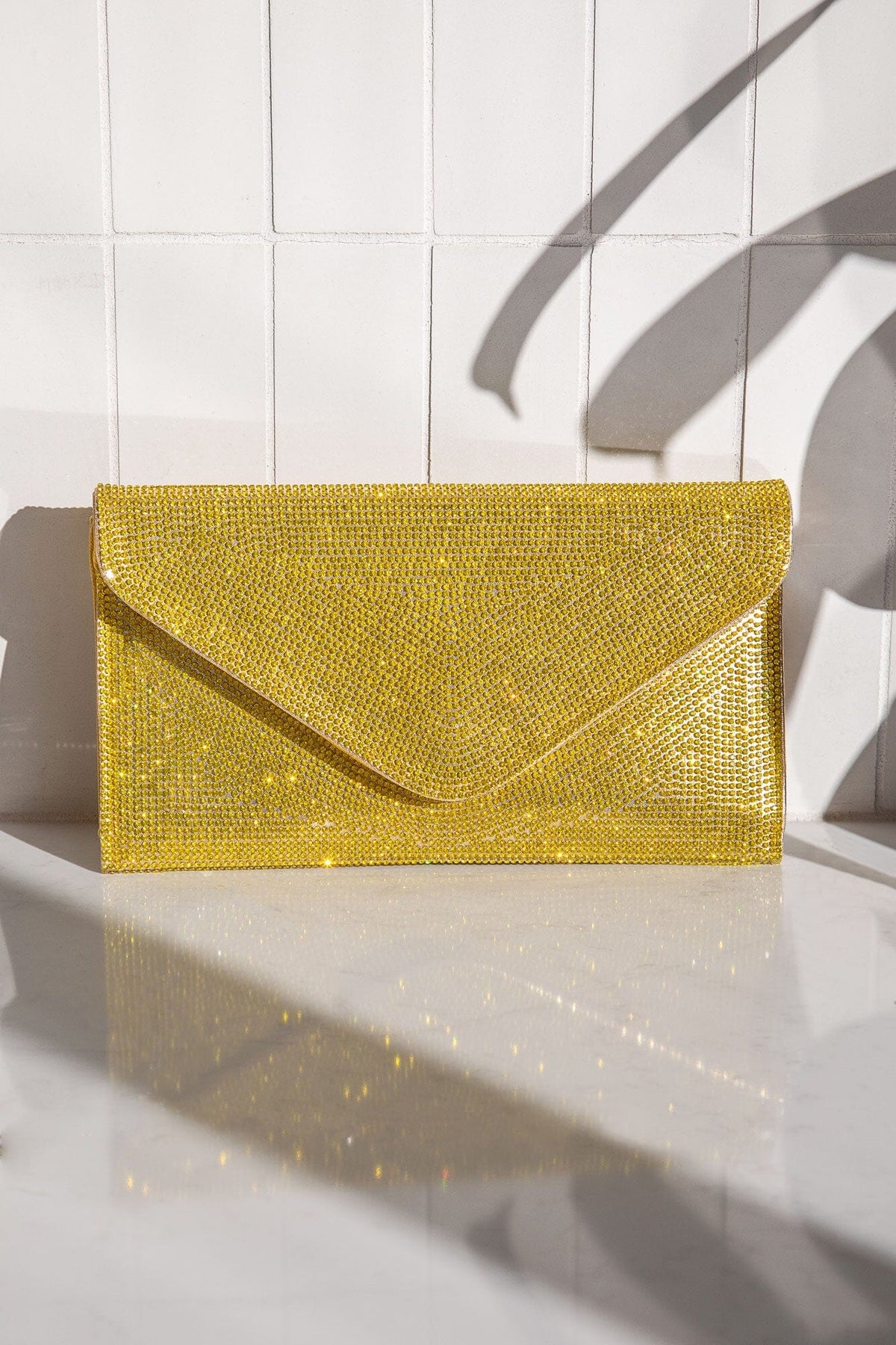 Shop Priceless | Quentin | Yellow | Rhinestone | Envelope | Purse