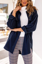 Navy Button Down Shacket