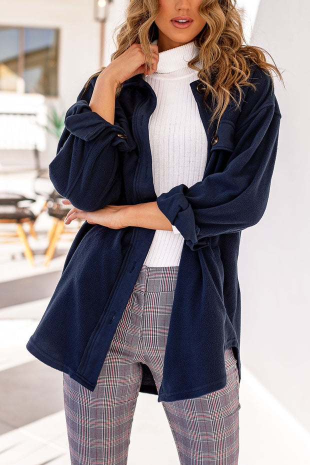 Navy Button Down Shacket