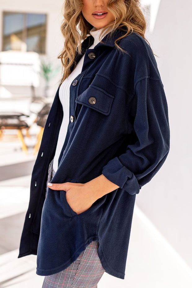 Navy Button Down Shacket