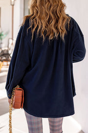 Navy Button Down Shacket