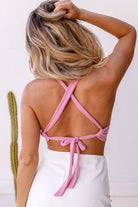 Pink Tie-Back Crop Top
