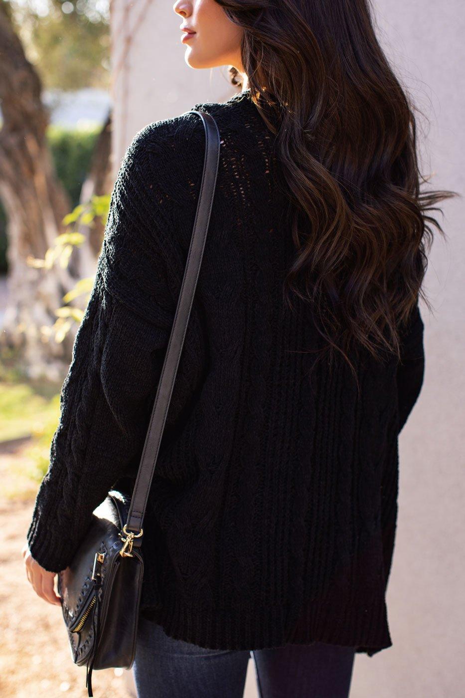 Black Cable Knit Cardigan